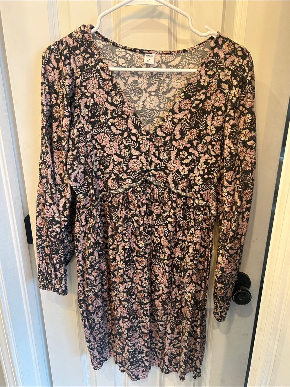 Old Navy Black Dress with Pink Floral Print